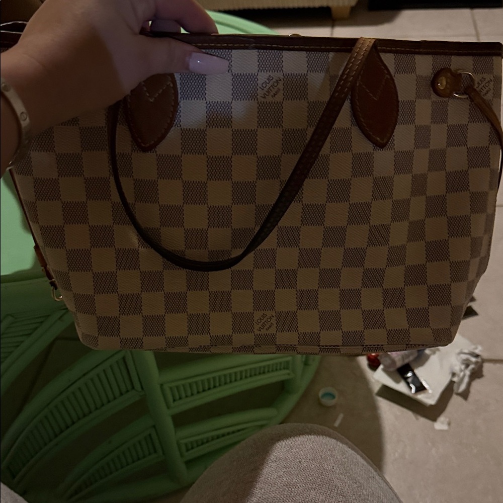 Louis Vuitton Brown and Cream Checkered Tote